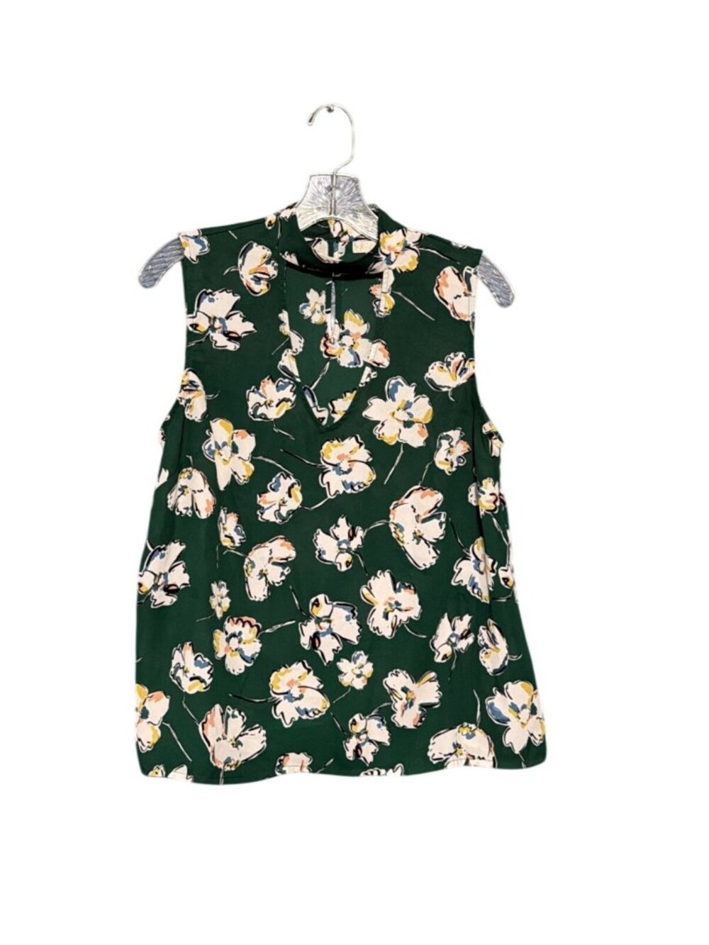 Finn & Grace Floral Sleeveless Green Blouse